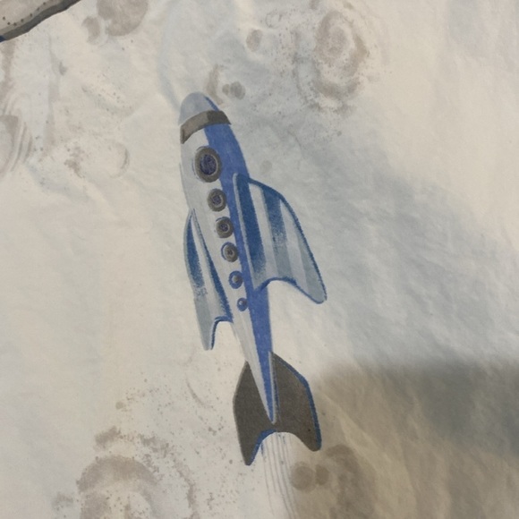 PB Kids Rocket ship print twin flat sheet - Picture 4 of 6